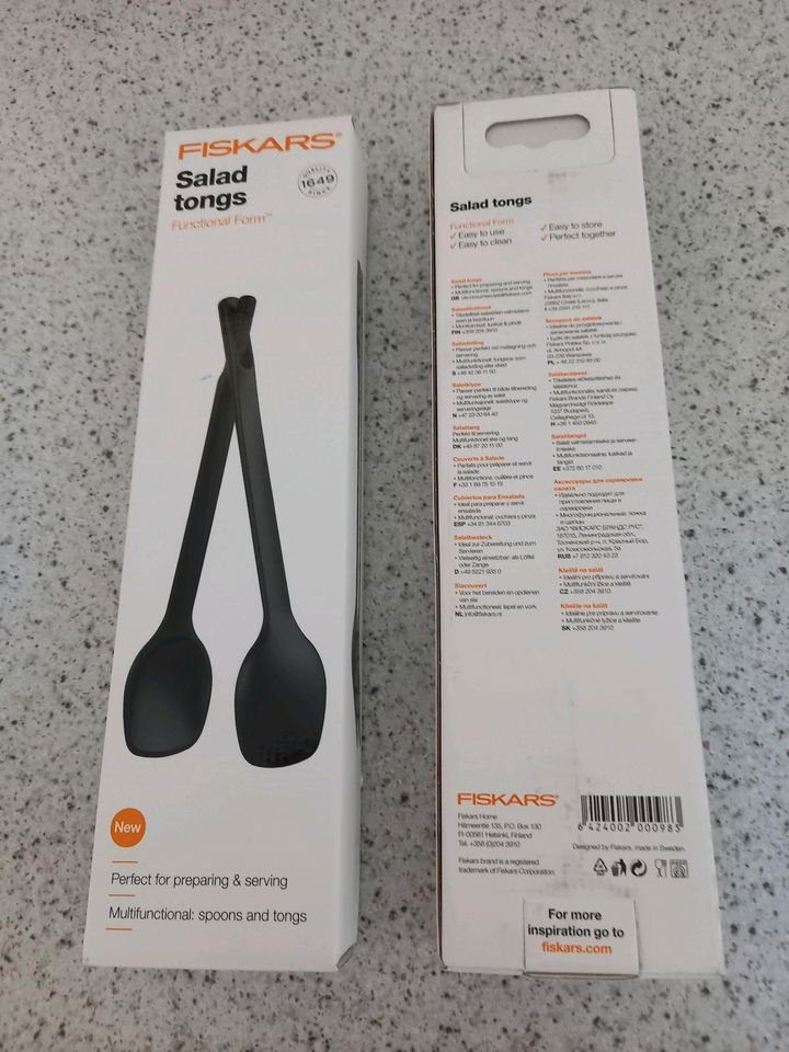 FISKARS SALATBESTECK Salat Besteck schwarz Gemüse Küche in Waltrop