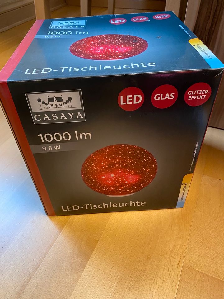 Casaya LED Glas Kugel rot Gold Sterne Tischleuchte warmweiss in Zwickau