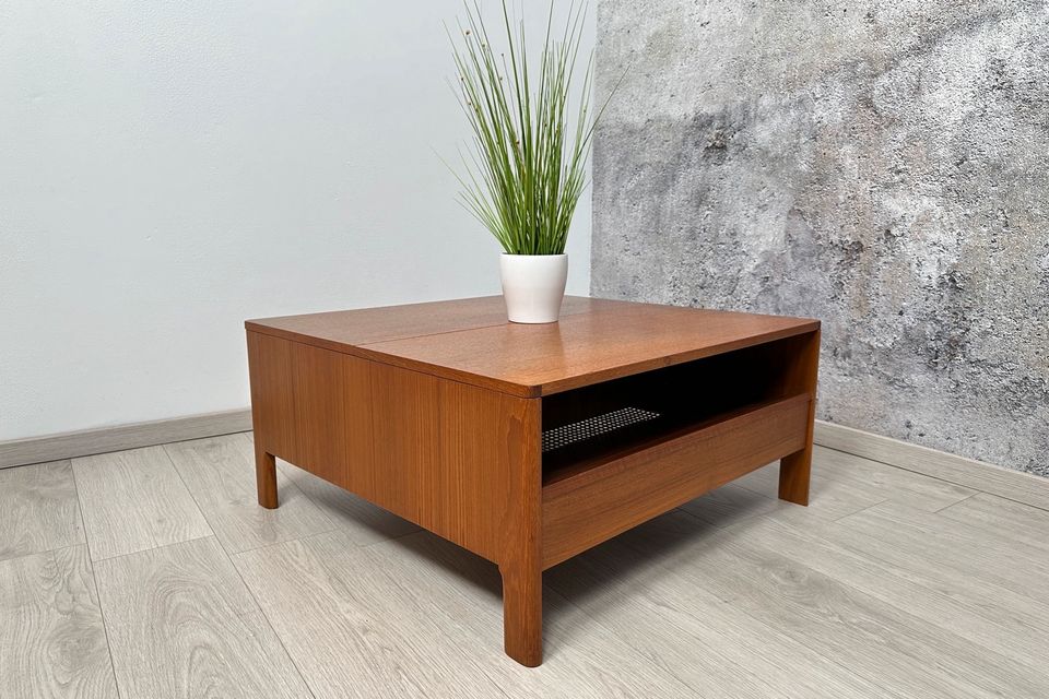 Teak Aufbewahrungsbox Couchtisch Wiener Geflecht MidCentury in Mülsen