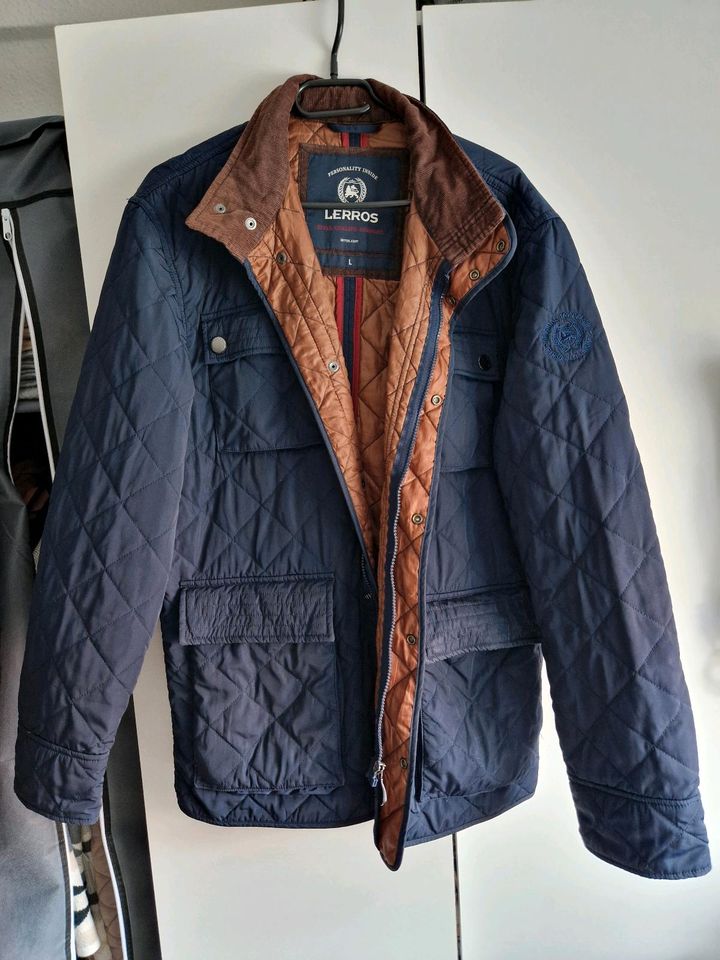 Lerros Herren Jacke L blau Cognac braun in Freudenberg