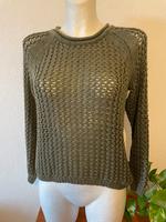 H&M Damen Pullover Langarmshirt mit Lochmuster gestrickt Khaki Bayern - Siegsdorf Vorschau