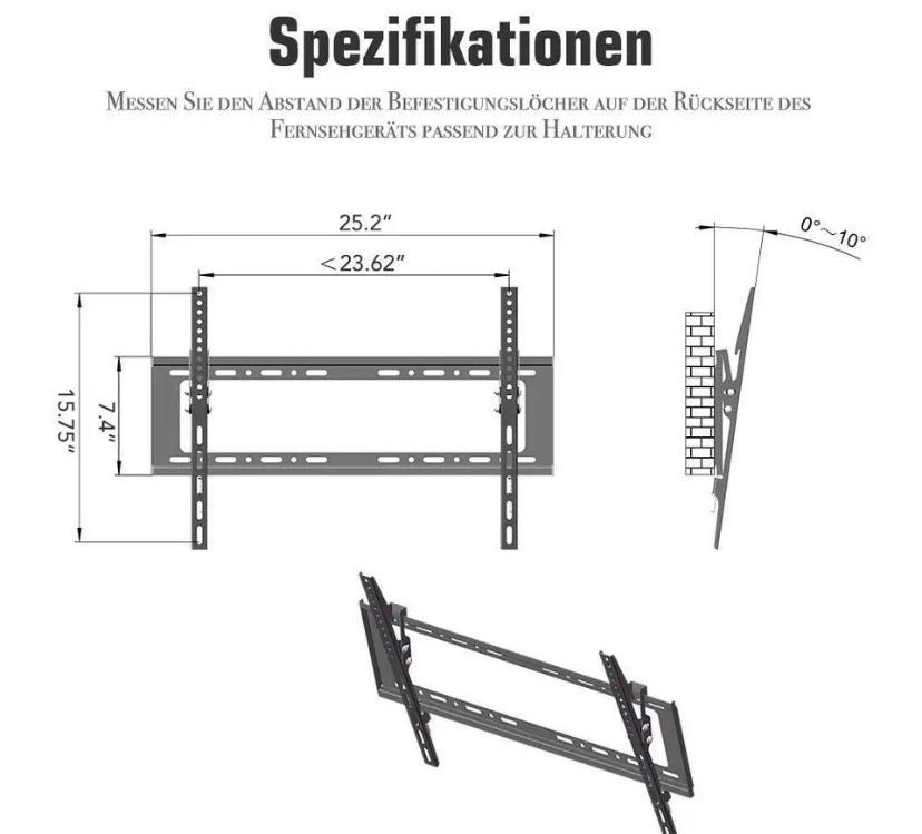 Tv Wandhalterung 32-75 Zoll Neigbar Vesa 600*400 NEU in Paderborn