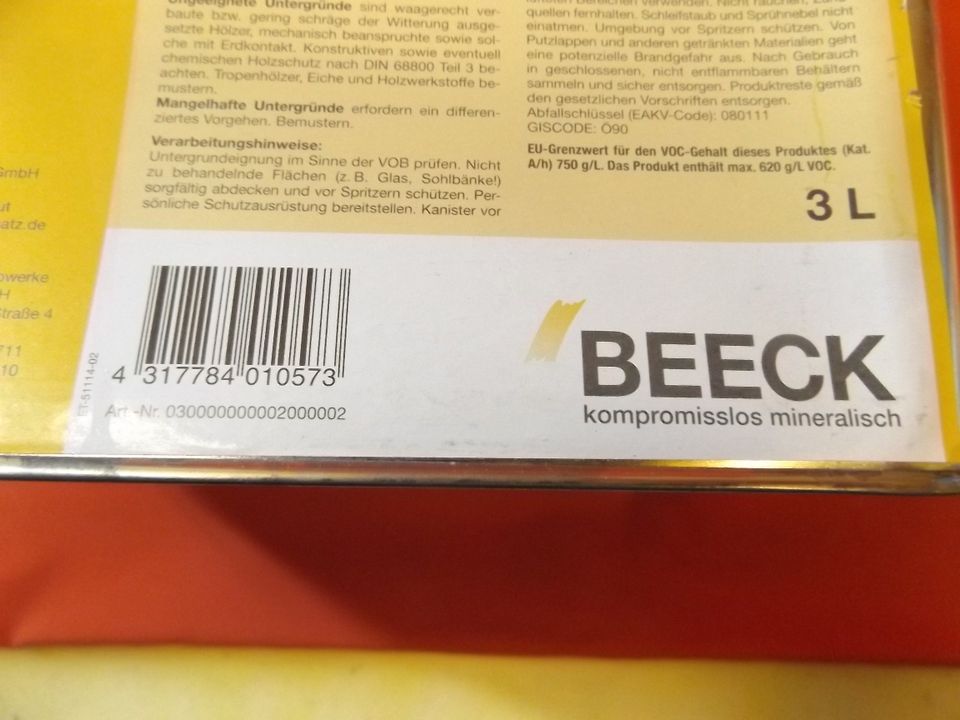 Beeck Ölgrund für saugfähiges Holz 3 Liter Ölgrundierung univers. in Düsseldorf