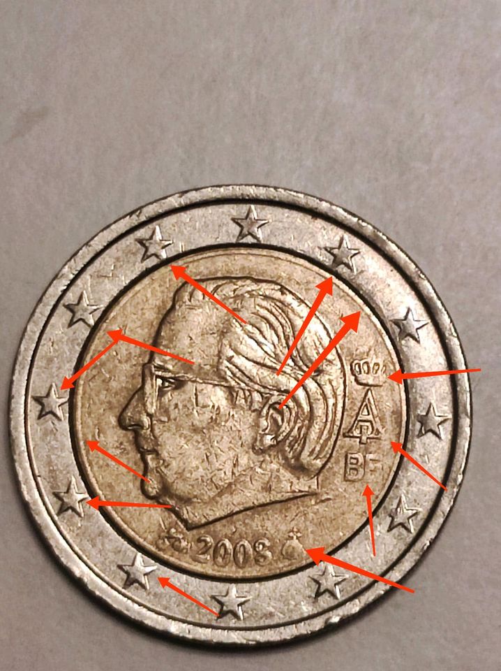 2 Euro Münze Belgien 2008. Doppelprägung/Fehlprägung. Münze in Donauwörth