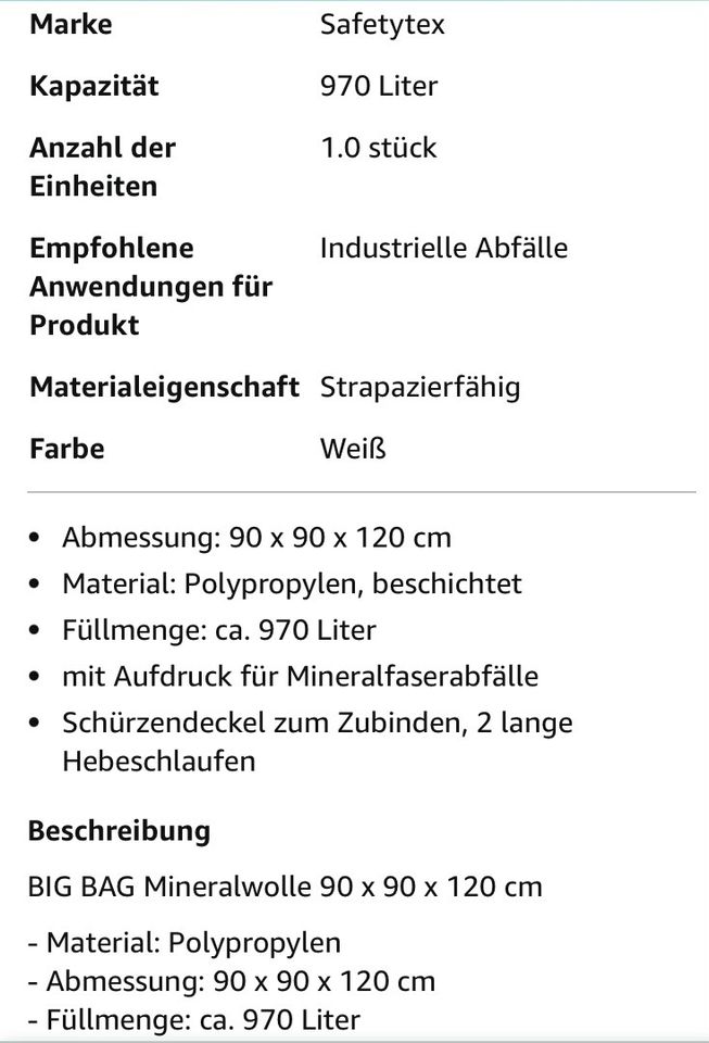 4 Big Packs für Entsorgung von Mineralwolle in Oberwesel