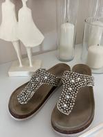 Lascana Pantoletten/ Sandalen weiß mit Glitzer Bayern - Walderbach Vorschau