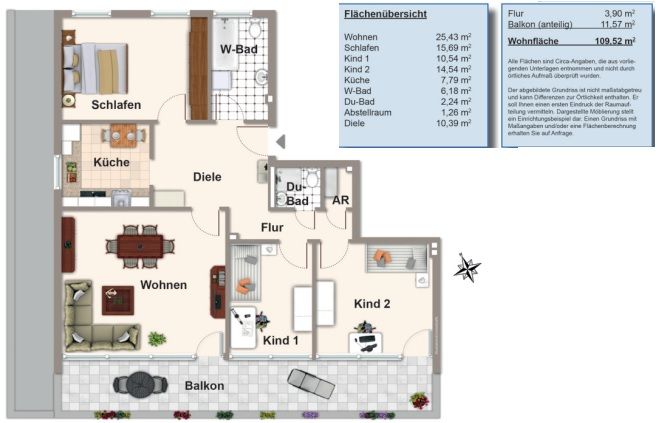 Familiengerechte 4-Zimmer-Penthouse-Wohnung mit Balkonterrasse in Hamburg