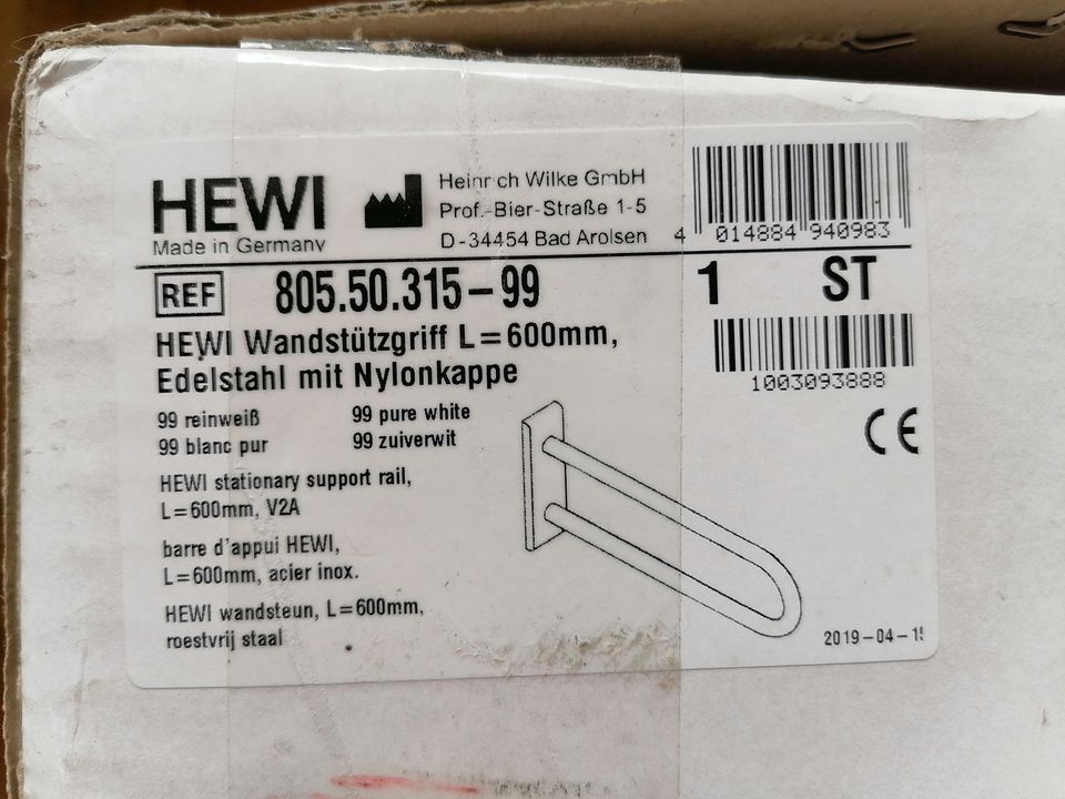 HEWI Wandstützgriff 805.50.315-99, 60cm, Edelstahl/weiß in Markt Indersdorf