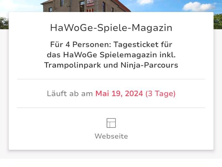 HaWoGe Spielemagazin Eintritt für 4 Personen Gutschein in Altenweddingen