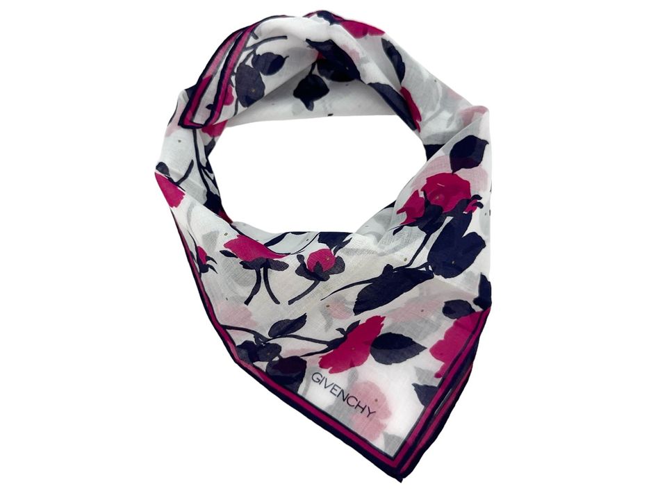 GIVENCHY Bandana Tuch Damen Schal Baumwolle Lila Pink Weiß Flora in Schleswig