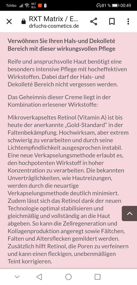 Creme, Retinol, Faltenreduzierung, Hautpflege, Retinol in Kirchgellersen