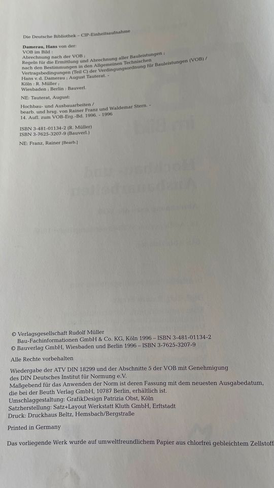 VOB im Bild Hochbau - und Ausbauarbeiten 14. Auflage in Kleinmachnow