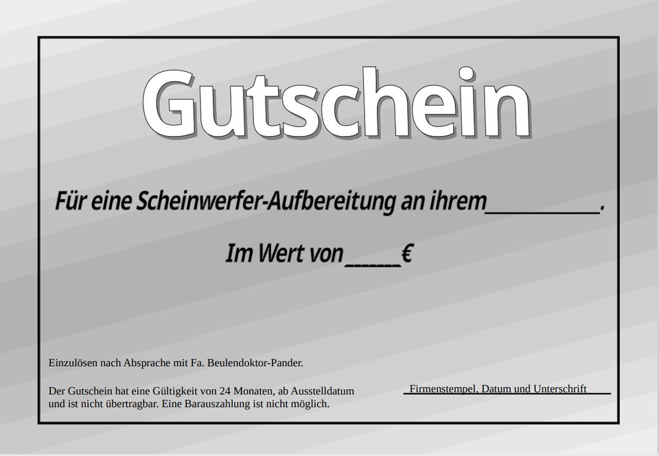 Gutschein für eine Scheinwerfer-Aufbereitung in Butzbach