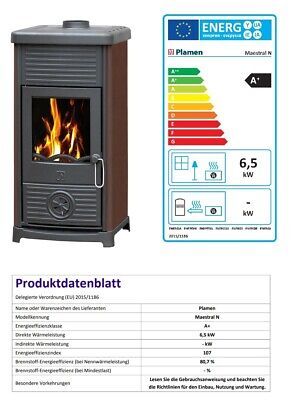 EEK A+ Kaminofen Plamen Maestral N mit Herdplatte, braun - 6,5kW in Bernsdorf