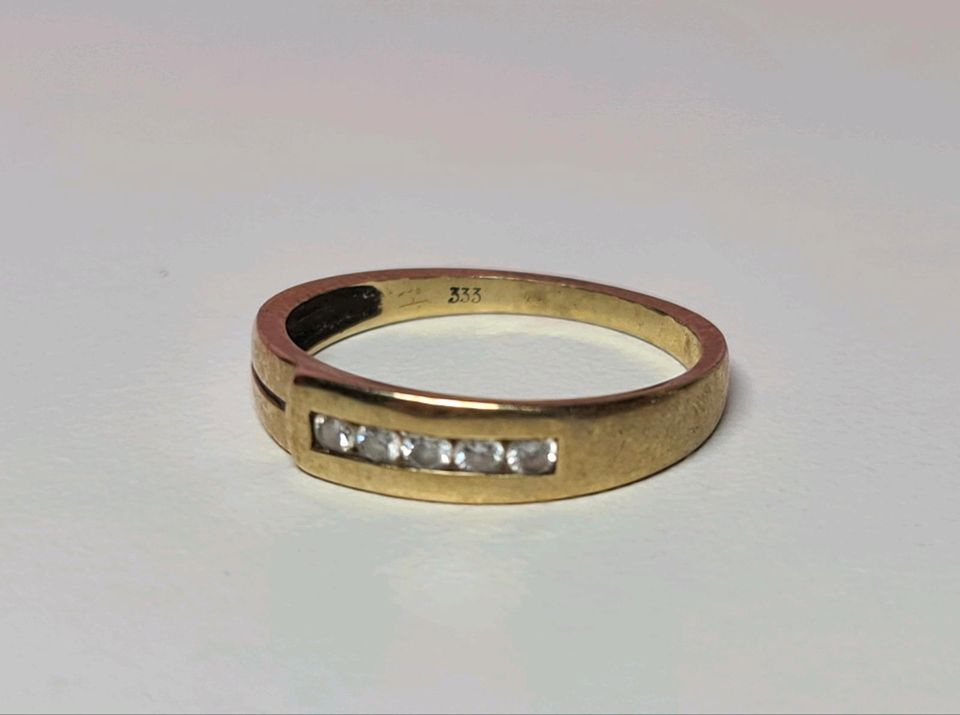 333 Gold / 8K Damen Ring mit Steinchen Gr. 56 in Boizenburg/Elbe