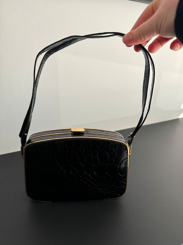 Handtasche Krokodilleder Optik schwarz in Neuwied