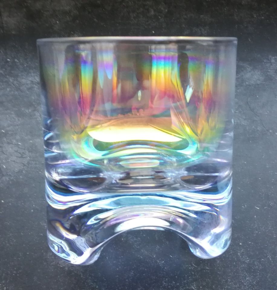 SUCHE 1-6 Whisky-gläser, Regenbogen Buntglas Farbglas schillernd in Weimar