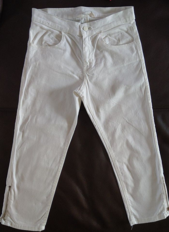 H&M Capri * weiß * 164 * Reißverschluss am Beinabschluss * Jeans in Enger