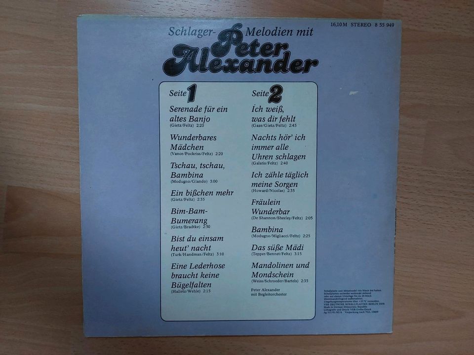 LP Schallplatte AMIGA "Peter Alexander" Schlagermelodien in Meerane