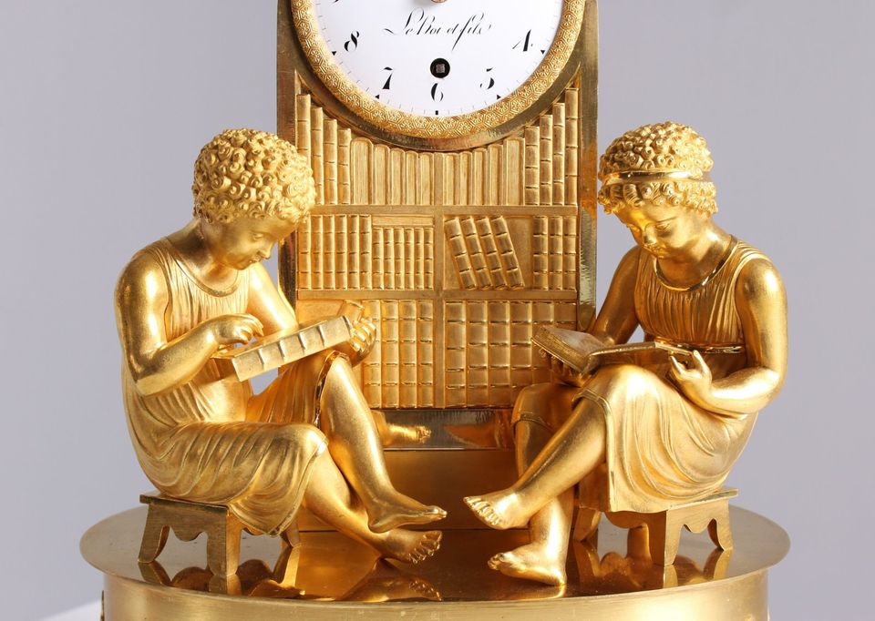 Antike Uhr, Pendule, La Bibliotheque, Frankreich, Empire um 1820 in Gievenbeck