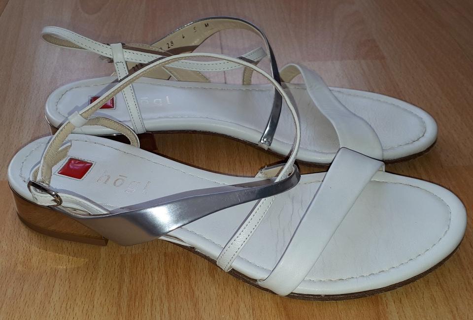 Högl Echtleder Sandalen Leder Schuhe weiß silber Gr. 37 in Wilhelmshaven