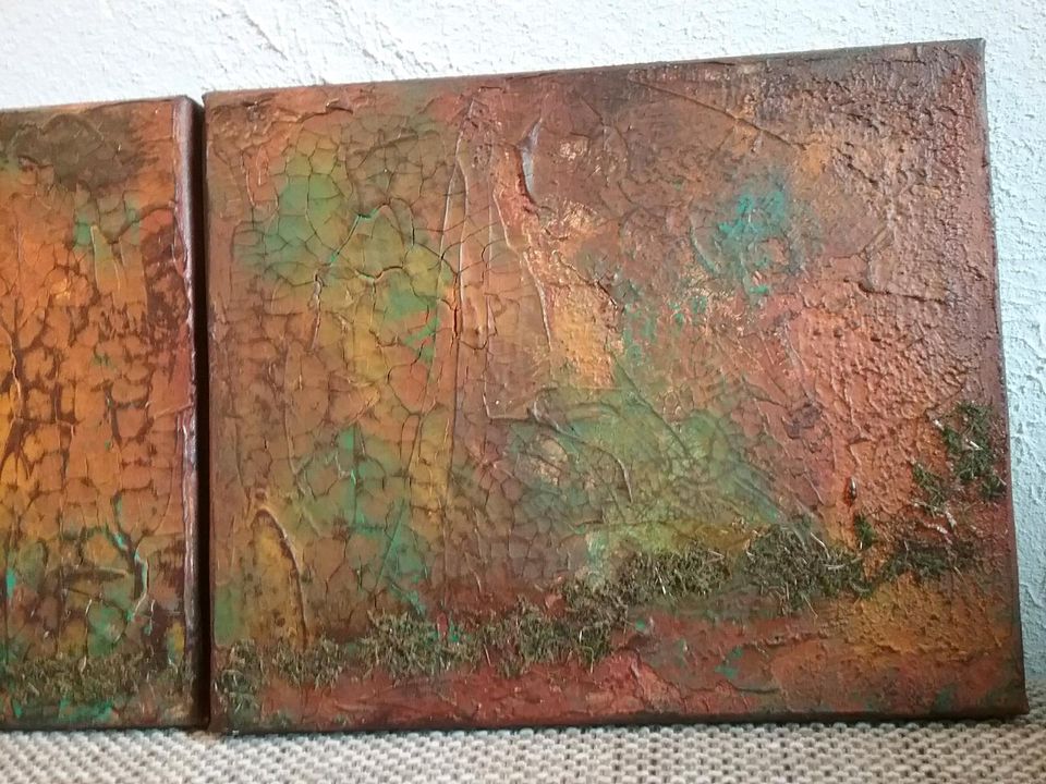 Diptychon Acrylbilder je 25 x 30 cm Struktur-Patina-Rost-Shabby in Hannover