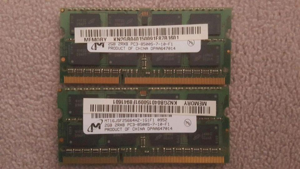 2x2GB (4GB gesamt) Arbeitsspeicher RAM Laptop SODIMM DDR3 in Asbach