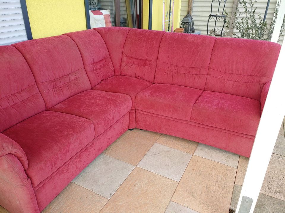 Tolles rotes Sofa Couch Sitzgarnitur 2x2m in Neustadt an der Weinstraße