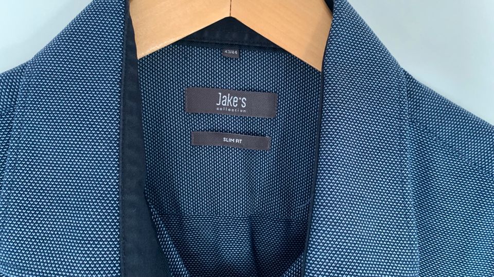 Jake*s Jakes Herren Hemd Slim Fit blau kariert 43/ 44 XL NEU in Eschweiler