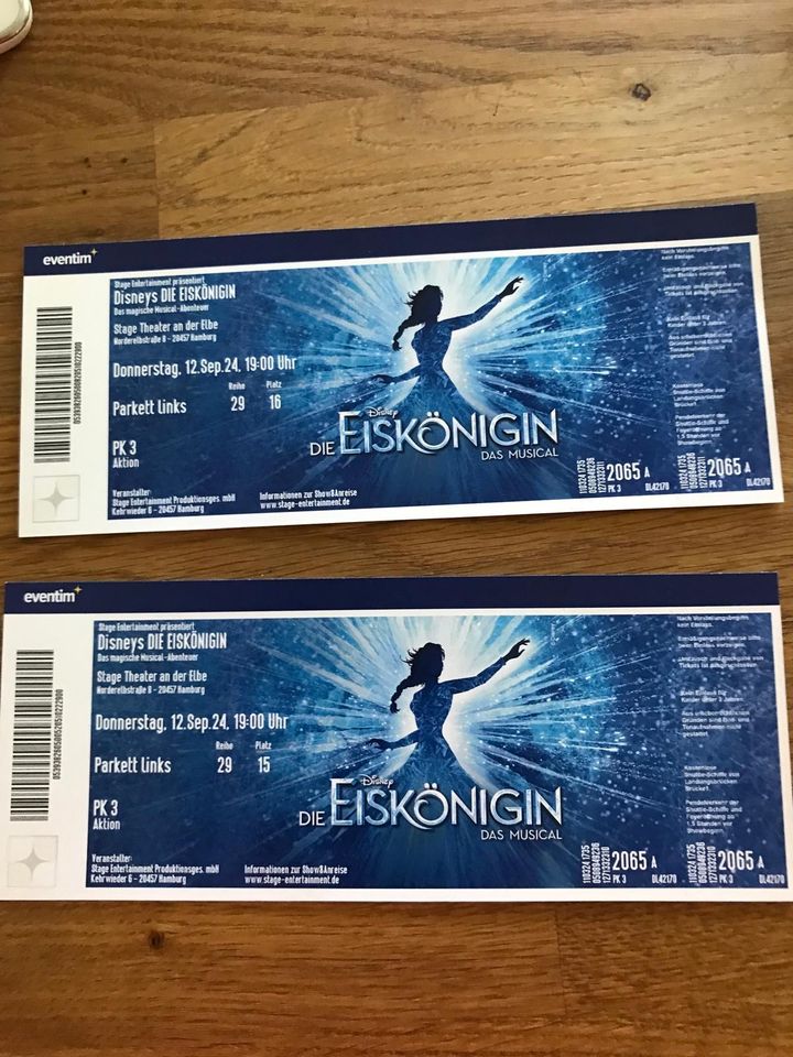 2 Tickets für Musical Die Eiskönigin Hamburg in Kirchhain