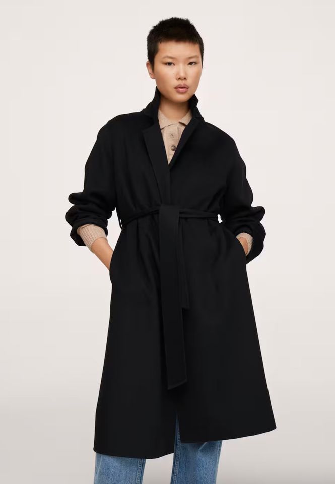 NEU Mango Wollmantel mit Gürtel XS Schwarz Wolle Mantel Trench in München