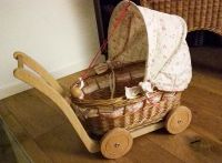 Vintage Puppenwagen #Holz #Rattan #Korbgeflecht Bayern - Taufkirchen München Vorschau