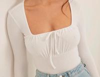 Weißes Coquette Clean girl  Lolita Langarm Top Brandenburg - Bernau Vorschau
