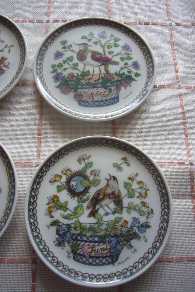 12 Monatsuntersetzer v. Hutschenreuther, Vogelmotive, Ole Winther in Dollnstein