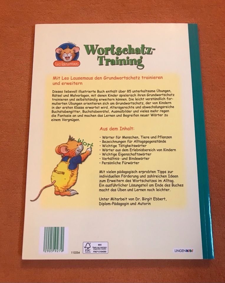 Vorschulbuch “Wortschatztraining“ Leo Lausemaus, neu in Hamburg