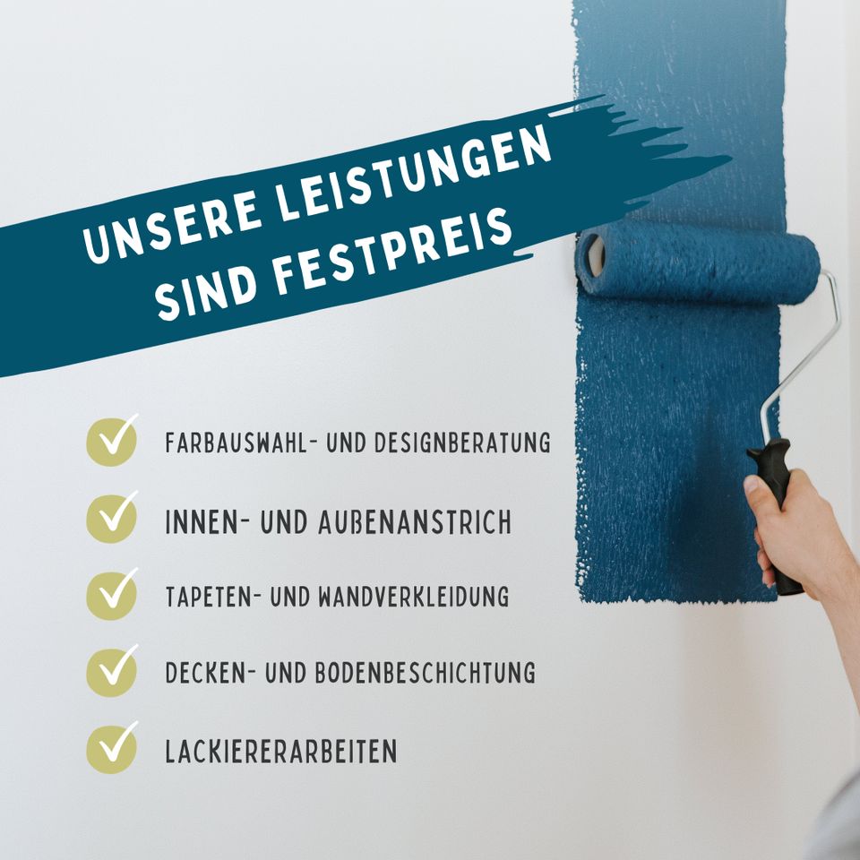 Malerarbeiten Maler Streichen Wohnungsübergabe Kurzfristig  Festpreis mit Farbe Painter Malerei Wohnung Festpreis Streichen in Stuttgart