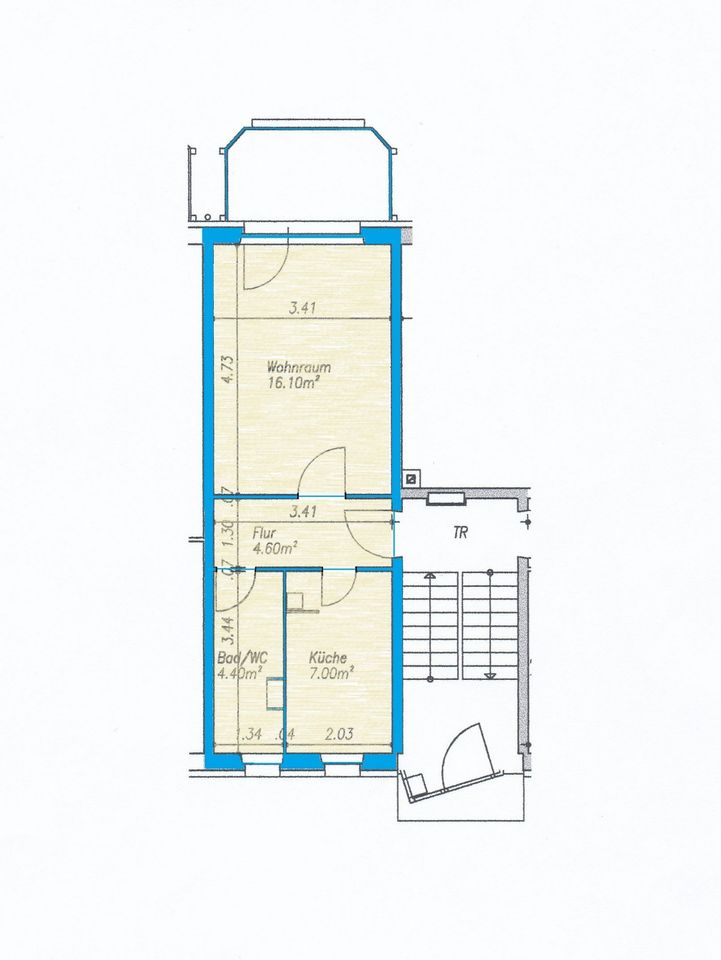 Einraumwohnung mit großem Balkon, Dusche, Keller, Dachboden in Zella-Mehlis