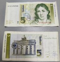 2x 5 Mark Banknoten BRD 01.08.1991 Papiergeld Geldschein Nordrhein-Westfalen - Bottrop Vorschau