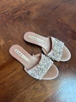 Zara Sandalen Flach Hochzeit Perlen 35 Satin Mitte - Wedding Vorschau