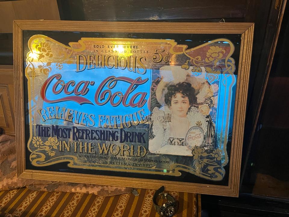 Werbeschild coca cola Eichbaum Werbespiegel antik Cola Werbung in München