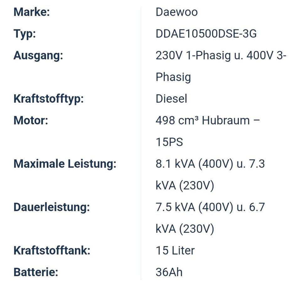 Stromaggregat, Stromerzeuger, Notstromaggregat in Kausen