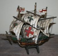 antikes Holz-Segelschiff-Modell + englische Flagge + rar +vintage Nordrhein-Westfalen - Bocholt Vorschau