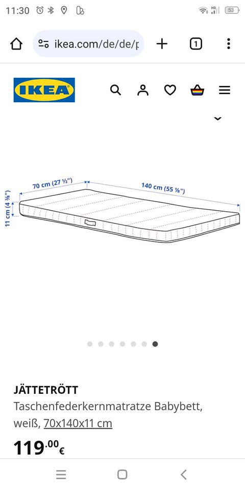 IKEA Kinderbett-Matratze 70x140 cm in Solms