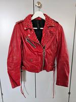 Gipsy Lederjacke rot Nieten Biker Echtleder Bayern - Poppenhausen Vorschau