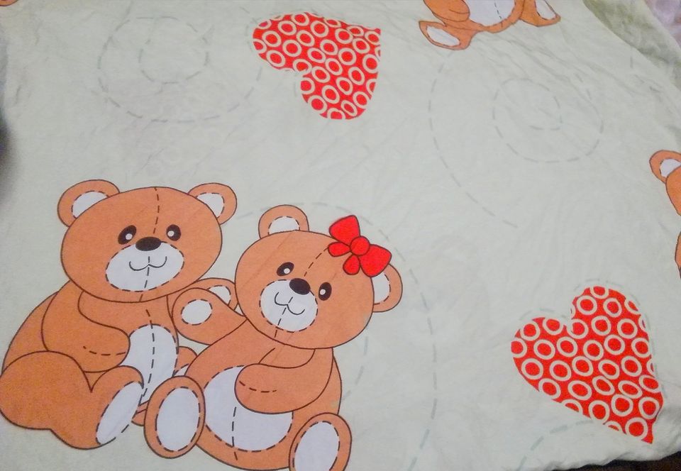 2' Set Bettwäsche 130x90 / 60x40 HERZEN TEDDY Polyester Baby in Schwedt (Oder)