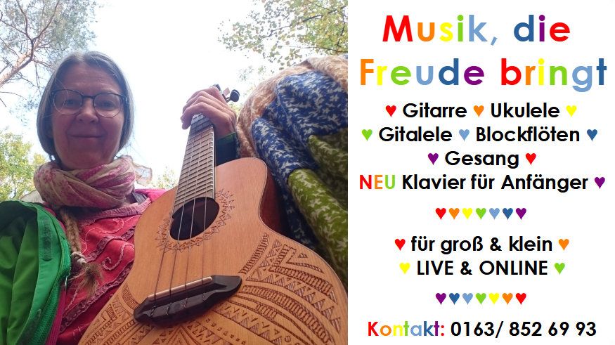 UNTERRICHT Gitarre♥Ukulele♥Gesang♥Blockflöte♥Piano LIVE&ONLINE in Dresden