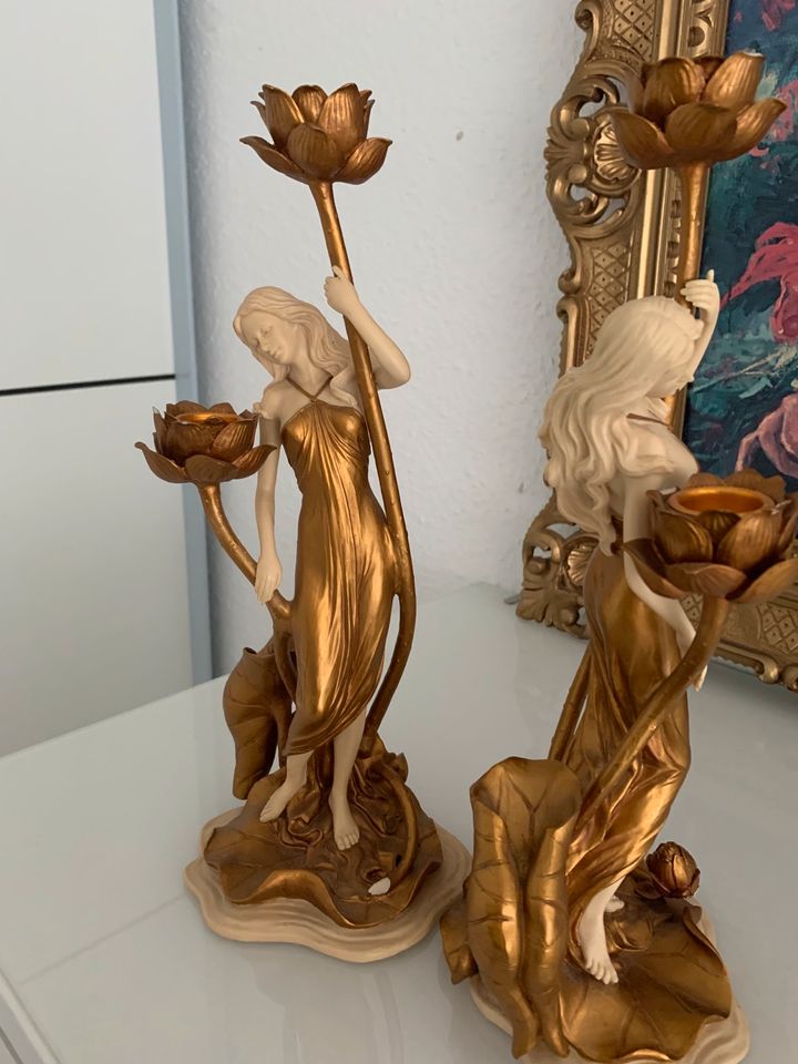 2 Frau Figur Alte Gold Kerzenhalter Kerzenständer Antike deko in Berlin