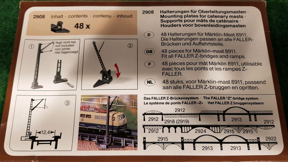 Faller Spur Z 2908 Halterungen für Oberleitungsmasten NEU Märklin in Hohenwestedt