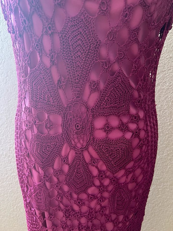 Kleid 38 40 pink gehäkelt Träger Unterkleid Midi in Simbach