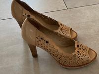 Zinda Peeptoes Pumps High Heels 38 Leder braun Muster Bayern - Forchheim Vorschau